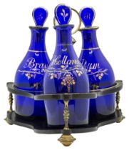 TWO BRISTOL BLUE DECANTER STANDS