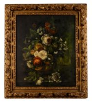 ENGLISH SCHOOL (19TH CENTURY) STILL LIFE OF FLOWERS oil on canvas 60cm x 48cm