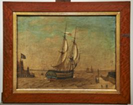 BRITISH SCHOOL (19TH CENTURY) 'LEAVING PORT' oil on canvas 35cm x 46cm