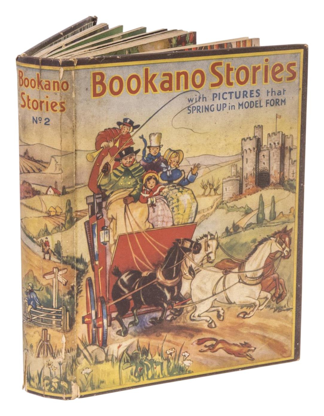 BOOKANO STORIES WITH PICTURES THAT SPRING UP IN MODEL FORM, No.2 6 coloured popups, some careful