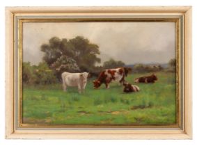 HENRY HADFIELD CUBLEY (1858-1934) 'CATTLE IN A MEADOW' oil on canvas, signed and dated 1902 or 1912'