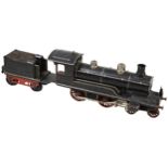 MARKLIN GAUGE 1 4.4.0 CLOCKWORK LOCOMOTIVE AND TENDER IN BLACK LIVERY. Heavily play-worn condition