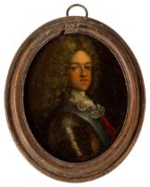 ENGLISH SCHOOL, 17TH CENTURY PORTRAIT OF A MAN IN ARMOUR, oil on copper in an oval wooden frame 10 x