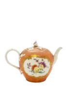 A MEISSEN MARCOLINI PERIOD MINITURE TEAPOT Decorated with flowers within gilt cartouche CIRCA