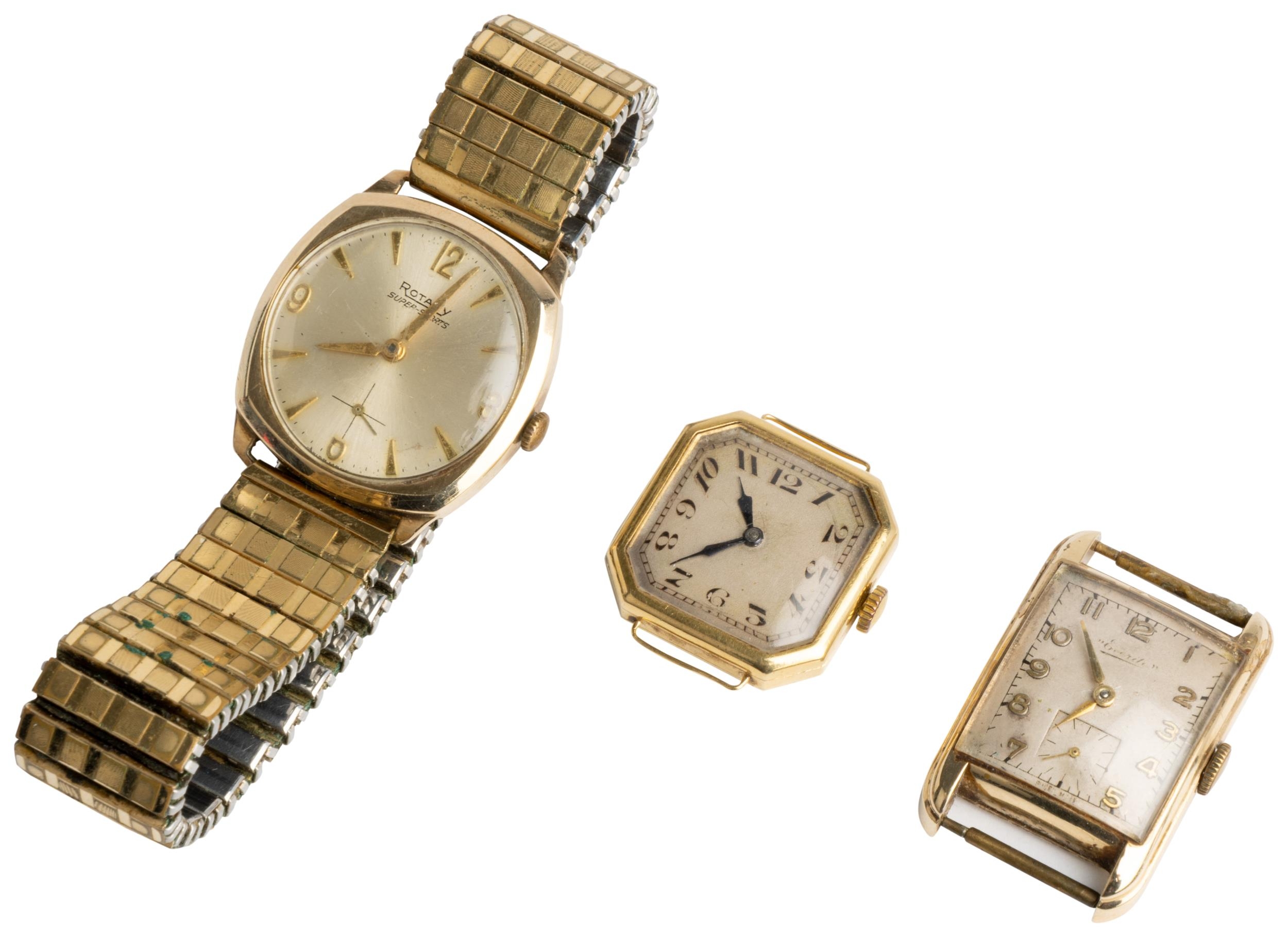 AN 18CT GOLD LADIES WRISTWATCH. Signed Texina, silvered dial in octagonal case, London 1924, a 9CT - Image 3 of 3