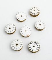 SEVEN VERGE WATCH MOVEMENTS: one by Isa Nickals, Wells, Norfolk with silver balance cock and