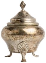 A BALUSTER SHAPE LIDDED SUGAR BOX, PORTUGUESE C.1840 17 cm. 483 g.