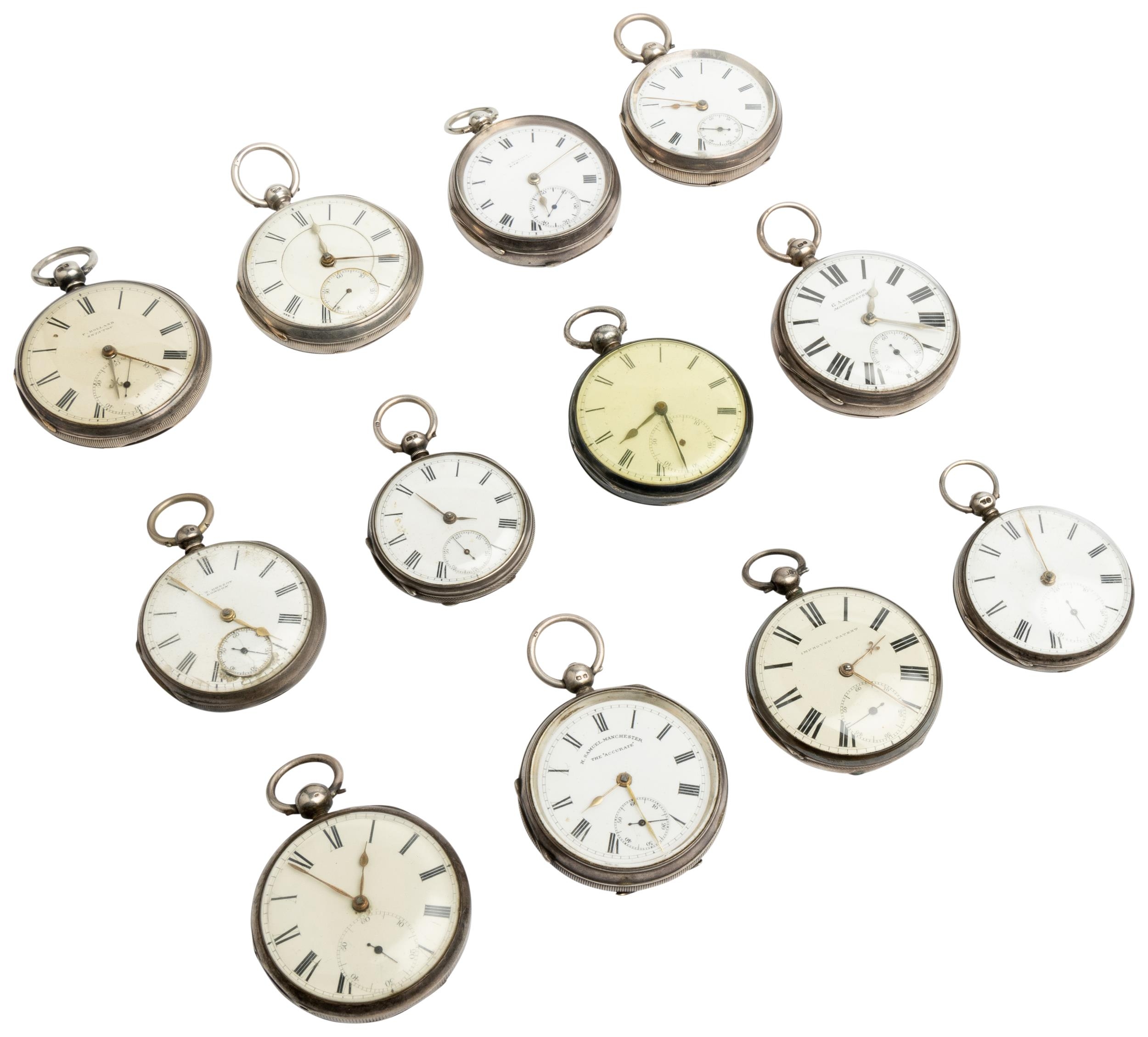 TWELVE VARIOUS ENGLISH SILVER CASED LEVER WATCHES. A/F (12) - Image 2 of 2