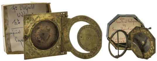 AN 18TH CENTURY EQUINOCTIAL POCKET SUNDIAL SIGNED A. VOGLER and another period equinoctial pocket