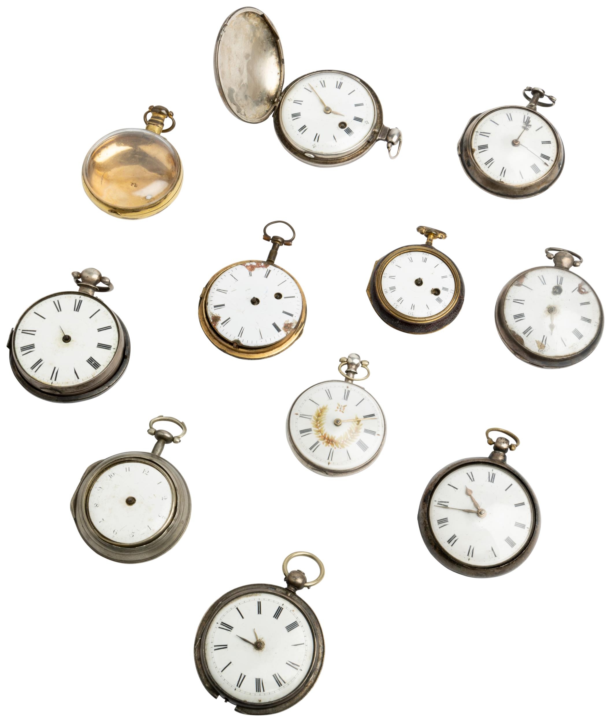 A CONTINENTAL VERGE WATCH with polychrome enamel back; nine English verge watches, and nine gilt - Image 2 of 2