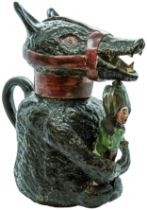 AN EARLY 19TH 'BONEY' BEAR JUG CIRCA 1812 The black bear holding a figure of Napoleon, entitled '