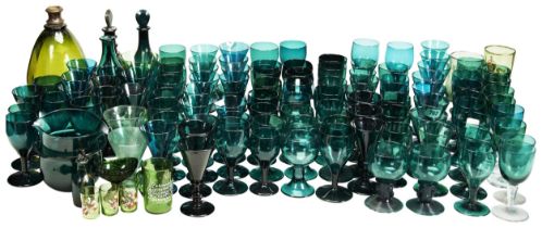 A LARGE COLLECTION OF BRISTOL GREEN GLASSWARE 18TH / 19TH CENTURY mostly tableware's (qty)