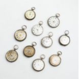 TEN SILVER LADIES WATCHES eight with florally engraved cases, one machine turned and one with no
