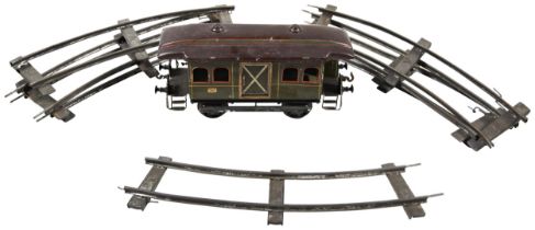 PRE WW1 GAUGE 1 BING FOUR WHEEL PASSENGER COACH. Good condition would benefit from clean, with seven