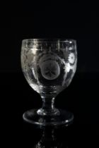 A NEOCLASSICAL WINE GLASS CIRCA 1780 Engraved a continuous band of bulls head and urn motifs,