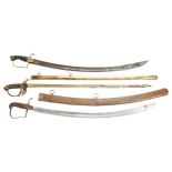 A VICTORIAN INFANTRY OFFICERS SWORD, a troopers sword marked Goodson and another sword. (Damages) 97