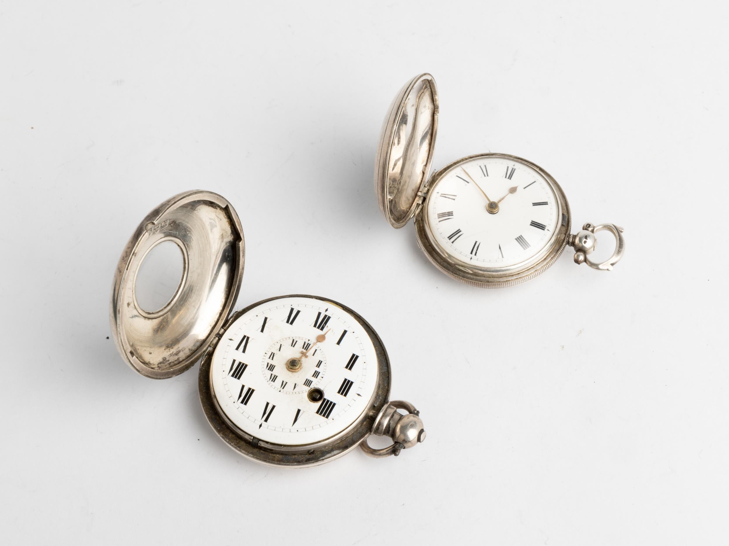 A SILVER HALF HUNTING CASED VERGE WATCH. Signed Jho Warner Junr, Evesham, No 1382, Birmingham, 1816,