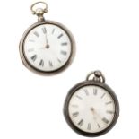 A SILVER PAIR CASED VERGE WATCH. Signed Rich Fowler, Grinstead, No.1644, both cases plain, London