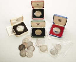 A 1977 PROOF SILVER JUBILEE CROWN, A QUEEN MOTHER 80TH BIRTHDAY PROOF CROWN, a Buthan proof coin,