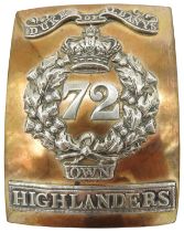 A DUKE OF ALBANY'S 72ND OWN HIGHLANDERS CROSS BELT PLATE WITH REMOVABLE APPLIQUE 'SILVER'