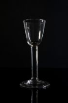 THREE GLASSES MID 18TH CENTURY Comprising two wine glasses with folded feet and a beer glass with