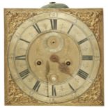 AN 8 DAY LONGCASE MOVEMENT 12 inch brass dial, silvered chaptering signed Edw. Cockey, Warminster,