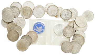 USA SILVER DOLLARS, SILVER TRADE UNITS, fake dollars, US 1903 Phillipine Peso and other coins. A