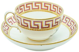 A FINE ARMORIAL CUP AND SAUCER MID 19TH CENTURY Retailed by Mortlock 18 Regent St, the armorial