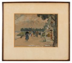 ALBERT II LUDOVICI (1852-1932) VILLAGE STREET SCENE watercolour, signed lower left 22cm x 29cm