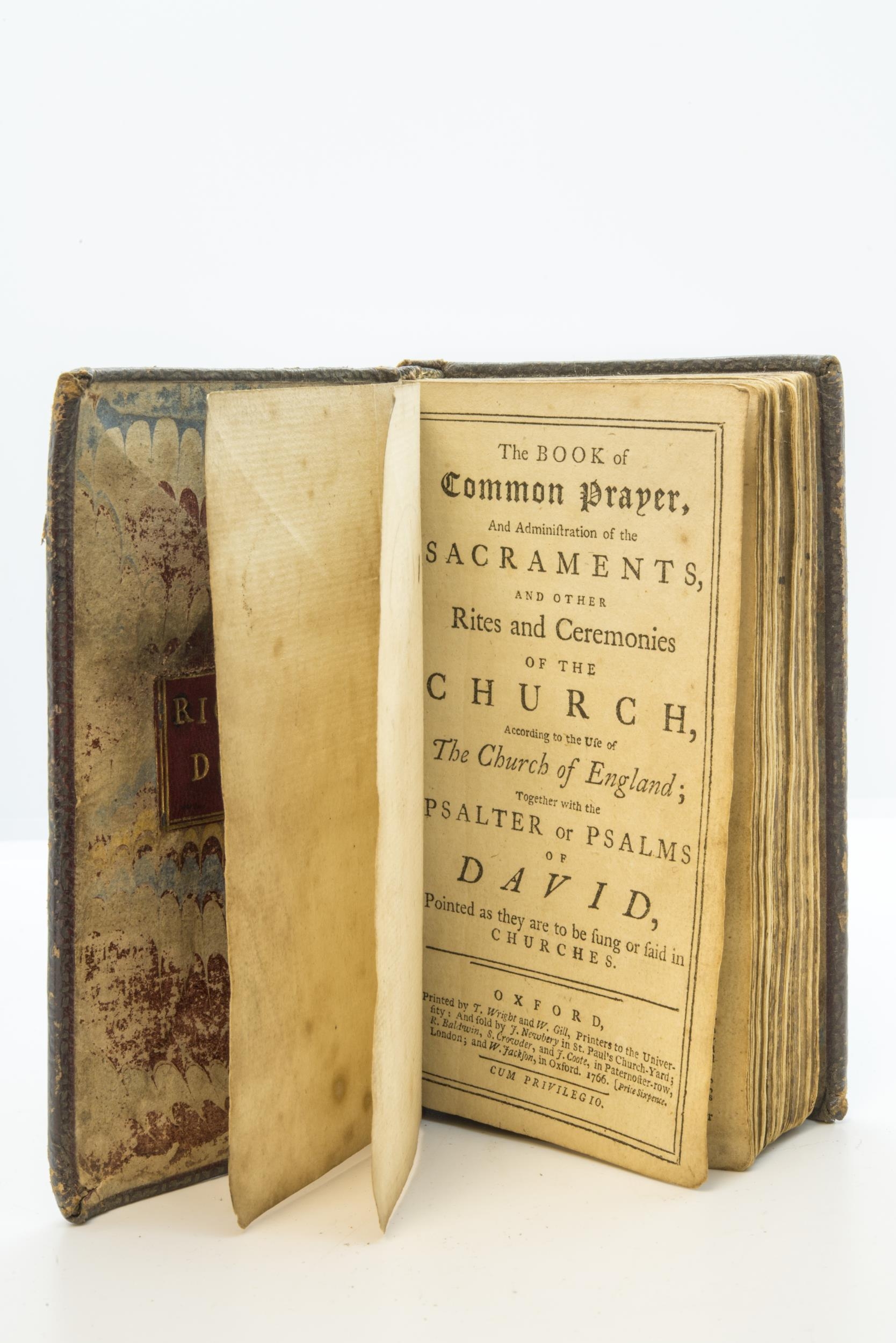 BOOK OF COMMON PRAYER, sm.8vo, contemporary calf, spine gilt slight wear, Oxford, 1766