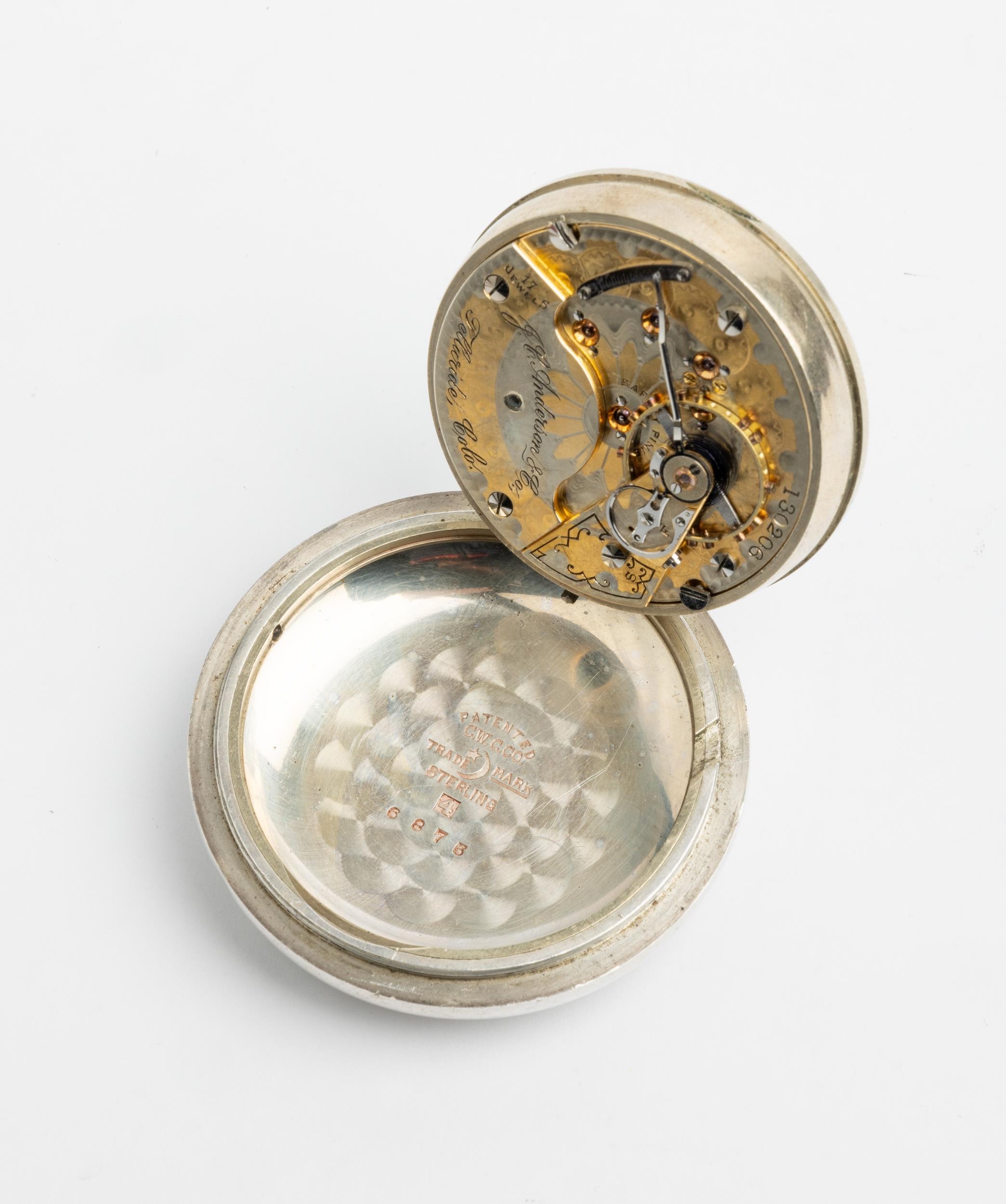 HAMILTON: A COINSILVER CASED KEYLESS LEVER WATCH. the dial and two tone movement signed J.C. - Image 4 of 4