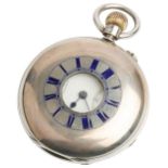 A SILVER HALF HUNTING CASED KEYLESS LEVEL WATCH. Signed J.W.Benson, Ludgate Hill, London, No.11961,