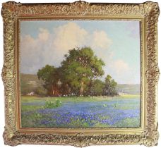 Robert William Wood (British)(1889-1979), A Spring Norther & Bluebonnets Texas, oil on canvas,