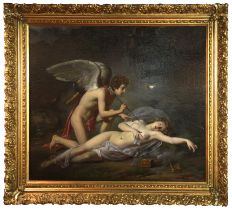 Michel Philibert Genod (French) (1795-1862) L'amour Et Psyche Oil on Canvas, Contained in an