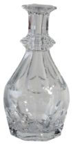 A baccarat octagonal shaped decanter & stopper stamped on base, (H: 30cm)