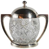 A large european cut glass two handled ice pail - Art Deco style, (H: 32cm)