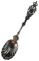 Of Royal interest - An unusual commemorative serving spoon with crown finial inscribed "Grugh is the