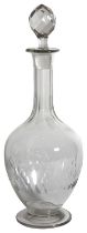 A crystal glass decanter & stopper. (H: 31cm, 11cm Diameter)