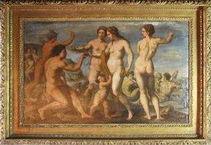 Roman School, possibly early 17th century, oil on panel, Nude Female Subjects with Cherubs, (canvas: