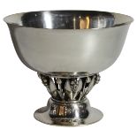 A good George Jensen silver tazza bowl upon a tulip base. (20cm Diameter), (734 grams) stamped on