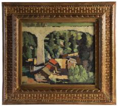 Landscape with Viaduct, Oil on canvas, (canvas: H: 36cm, W: 42cm)