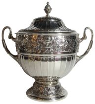 A superb large German silver cup & cover. Mark of Bruckmann & Soehne - circa 1910, (H: 42cm)(4.2