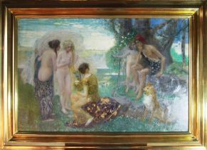 Eduard Veith (1856-1925) (Austrian), The Judgement of Paris, oil on board, signed 'E. Veith', (