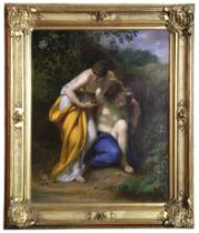 Josef Neugebauer ( 1810 - 1895) Oil on Canvas - Zwei Nymphen An Der Qvelle "1849", (canvas: H: 43.