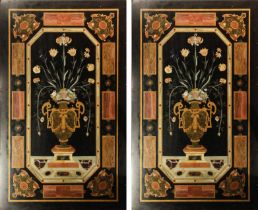 A superb Pair of Italian Pietra dura table tops depicting wonderful urns amongst foliage & panels,