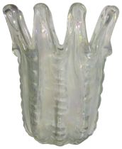 An unusual Erote Barovier shaped vase Iridescent possibly Italian 1940s, (H: 30cm)