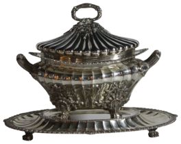 A fine Portuguese two handled jardinière on stand elaborate design upon a shaped oval base. Moda