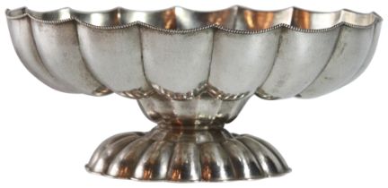 An Austrian silver oval shaped fruit bowl upon a shaped base. Stamped J . C . Klinkosch. Circa