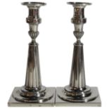 A pair of German Silver candlesticks of round form & column shafts. 1795 - 1797. (614 grams) - Maker