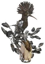 A silver model of a hoopoe - Italian Buccellati (L: 33cm, W:23cm, H: 33.5cm)